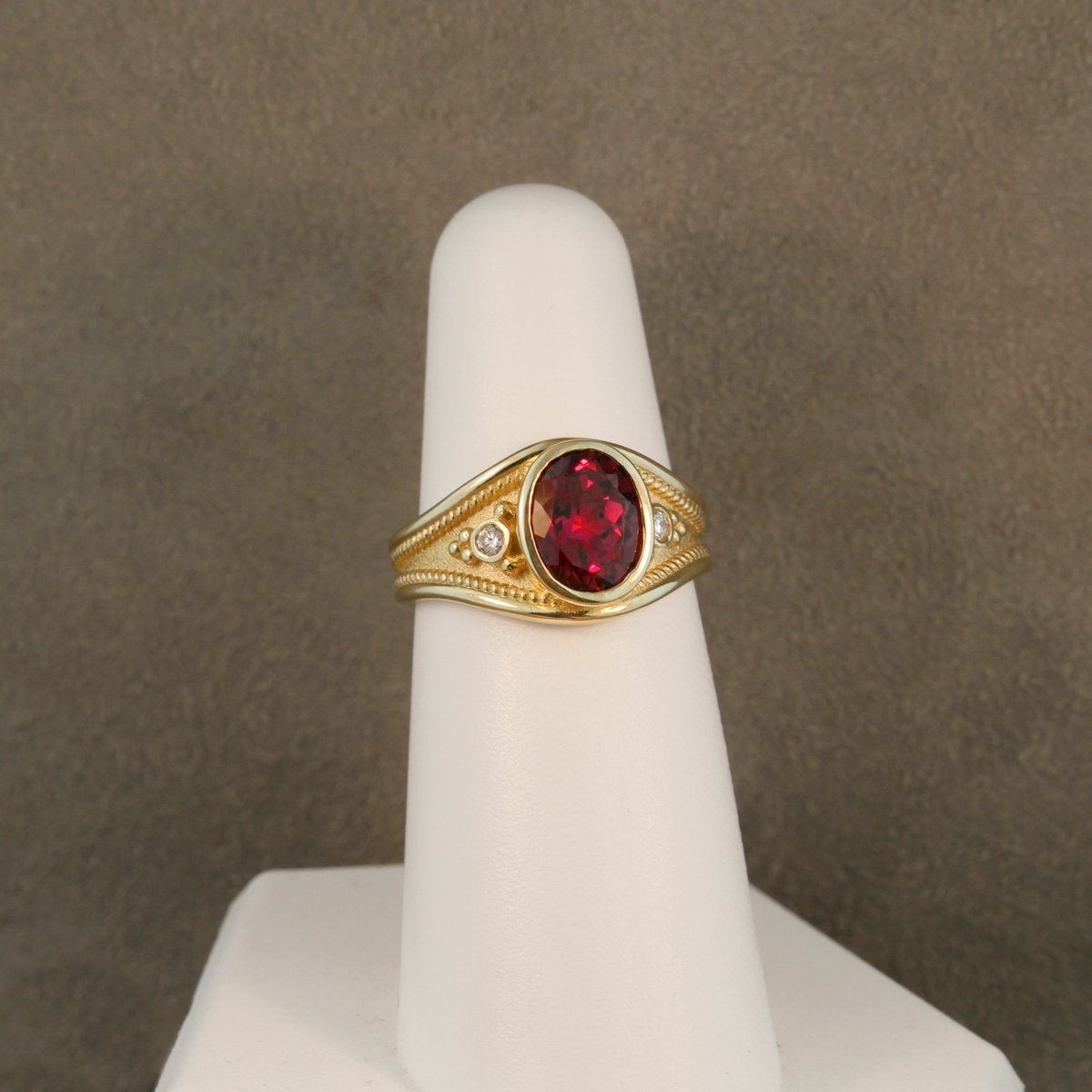 Pink Garnet Etruscan Ring